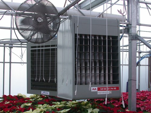 Sobrecalentamiento, sistema de calefacción por aire a presión. Source: Premier Tech Horticulture