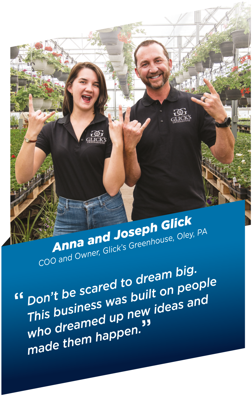 Joe and Anna Glick hover