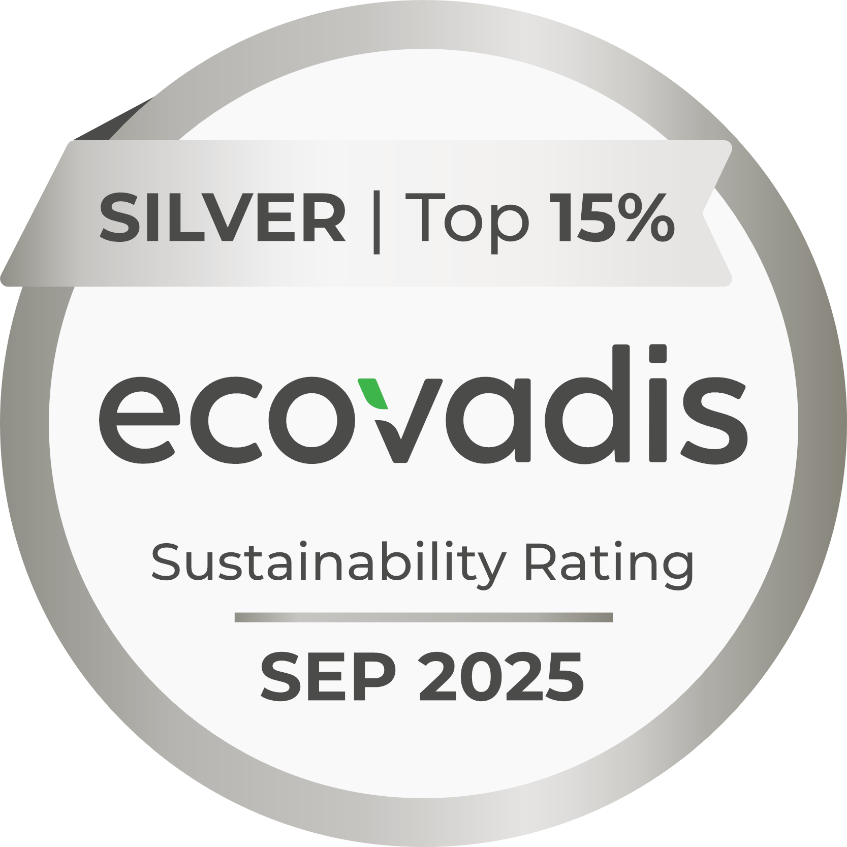 Médaille d'argent Ecovadis "Sustainability Rating". Top 15% 2024.