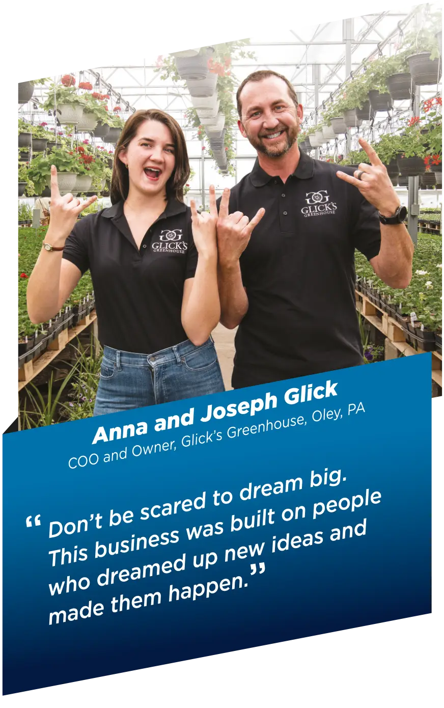 Joe and Anna Glick hover