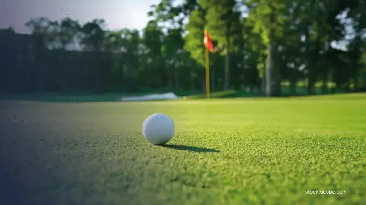 Terrain de golf avec belle pelouse enherbée